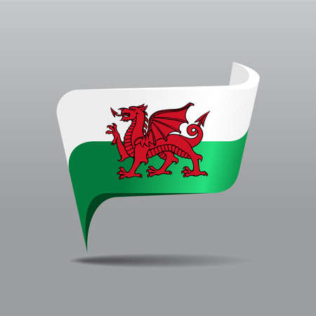 Welsh flag map pointer layout. Vector illustration.のイラスト素材