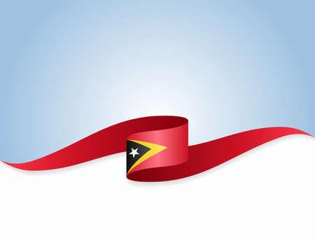 Timor-Leste flag wavy abstract background. Vector illustration.のイラスト素材