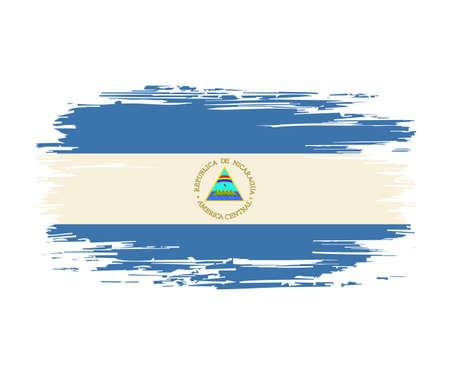 Nicaraguan flag brush grunge background. Vector illustration.のイラスト素材