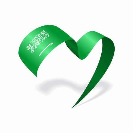 Saudi Arabian flag heart shaped ribbon. Vector illustration.のイラスト素材