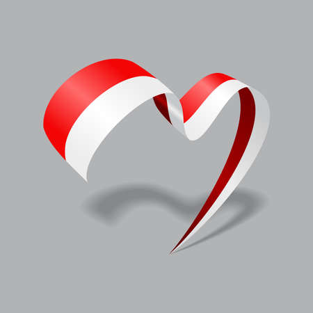 Indonesian flag heart shaped ribbon. Vector illustration.のイラスト素材