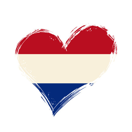 Dutch flag heart-shaped grunge background. Vector illustration.のイラスト素材