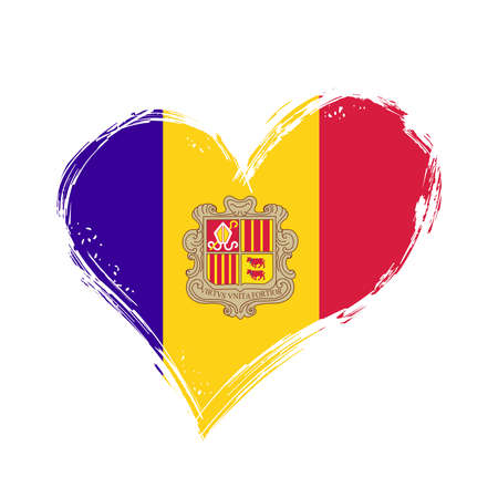 Andorran flag heart-shaped grunge background. Vector illustration.のイラスト素材
