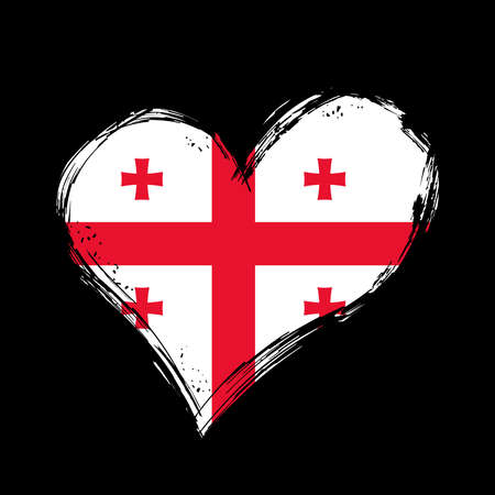 Georgian flag heart-shaped grunge background. Vector illustration.のイラスト素材