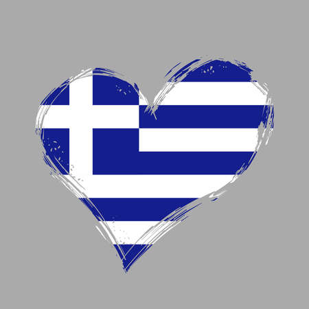 Greek flag heart-shaped grunge background. Vector illustration.のイラスト素材