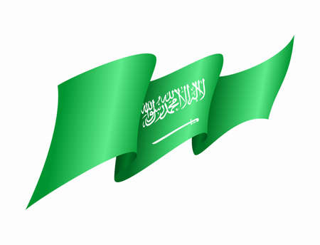 Saudi Arabian flag wavy abstract background. Vector illustration.のイラスト素材