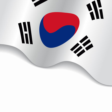 South Korean flag wavy abstract background. Vector illustration.のイラスト素材