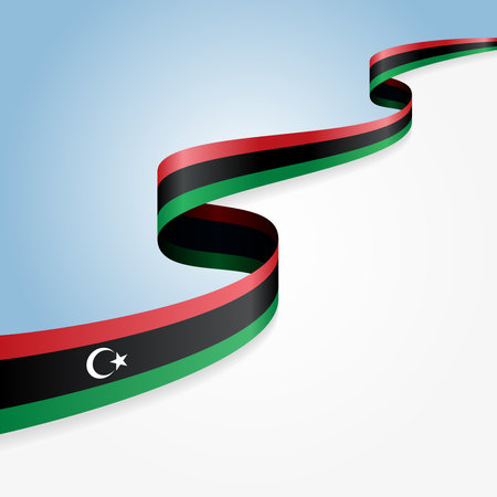Libyan flag wavy abstract background. Vector illustration.のイラスト素材