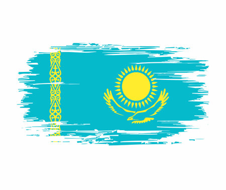 Kazakhstan flag brush grunge background. Vector illustration.のイラスト素材