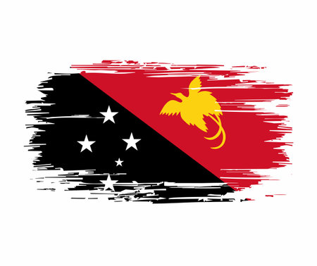 Papua New Guinea flag brush grunge background. Vector illustration.のイラスト素材