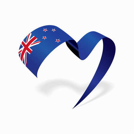 New Zealand flag heart-shaped wavy ribbon. Vector illustration.のイラスト素材