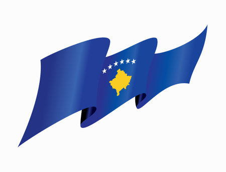 Kosovo flag wavy abstract background. Vector illustration.のイラスト素材