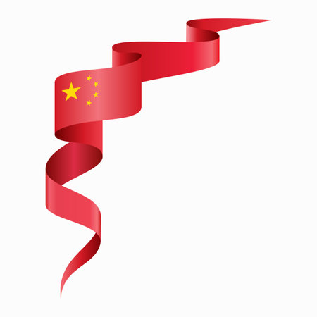 Chinese flag wavy abstract background. Vector illustration.のイラスト素材
