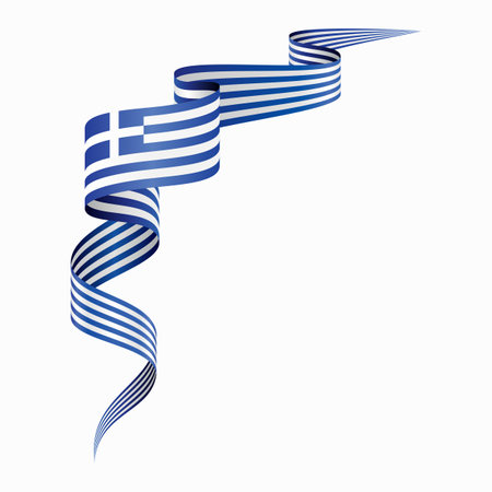 Greek flag wavy abstract background. Vector illustration.のイラスト素材