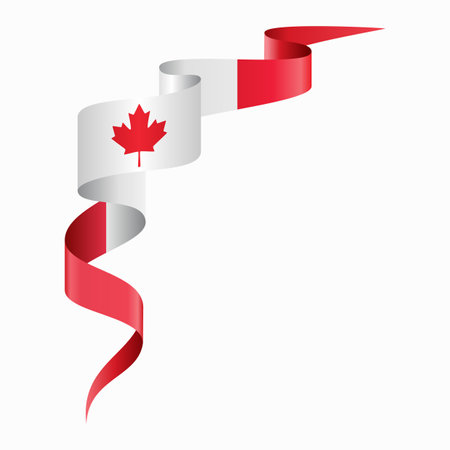 Canadian flag wavy abstract background. Vector illustration.のイラスト素材