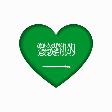Saudi Arabian flag heart-shaped sign. Vector illustration.のイラスト素材