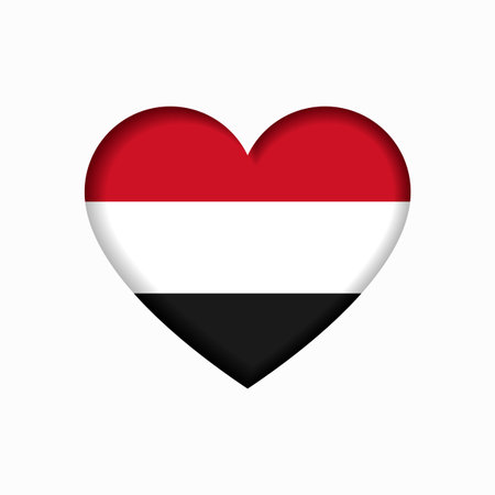 Yemeni flag heart-shaped sign. Vector illustration.のイラスト素材