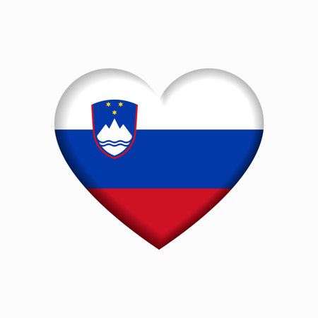 Slovenian flag heart-shaped sign. Vector illustration.のイラスト素材