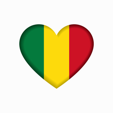 Malian flag heart-shaped sign. Vector illustration.のイラスト素材