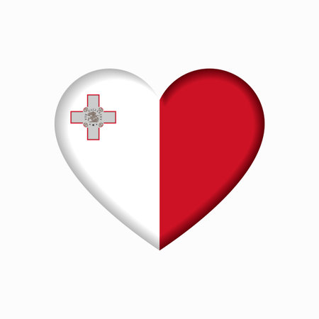 Maltese flag heart-shaped sign. Vector illustration.のイラスト素材