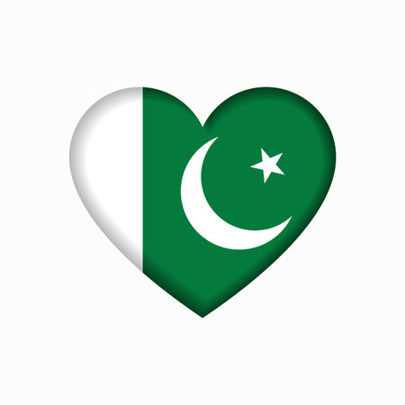 Pakistani flag heart-shaped sign. Vector illustration.のイラスト素材