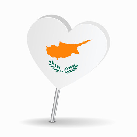 Cypriot flag heart-shaped map pointer layout. Vector illustration.のイラスト素材