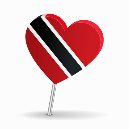 Trinidad and Tobago flag heart-shaped map pointer layout. Vector illustration.のイラスト素材