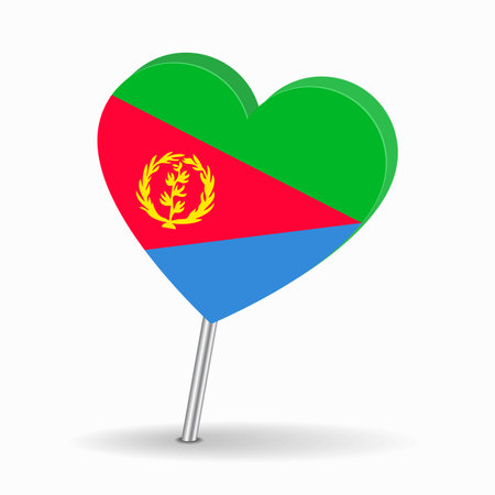 Eritrean flag heart-shaped map pointer layout. Vector illustration.のイラスト素材