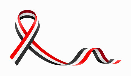 Yemeni flag stripe ribbon wavy background layout. Vector illustration.のイラスト素材