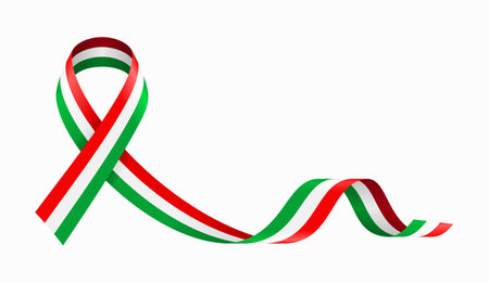 Hungarian flag stripe ribbon wavy background layout. Vector illustration.のイラスト素材
