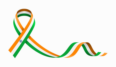 Indian flag stripe ribbon wavy background layout. Vector illustration.のイラスト素材