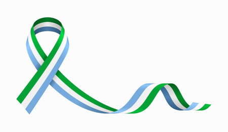 Sierra Leone flag stripe ribbon wavy background layout. Vector illustration.のイラスト素材