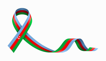 Azerbaijani flag stripe ribbon wavy background layout. Vector illustration.のイラスト素材