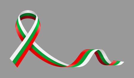 Bulgarian flag stripe ribbon wavy background layout. Vector illustration.のイラスト素材