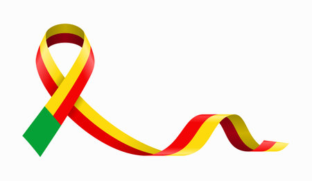 Benin flag stripe ribbon wavy background layout. Vector illustration.のイラスト素材
