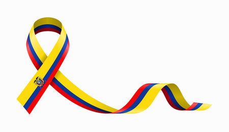 Ecuadorian flag stripe ribbon wavy background layout. Vector illustration.のイラスト素材