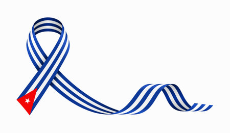 Cuban flag stripe ribbon wavy background layout. Vector illustration.のイラスト素材