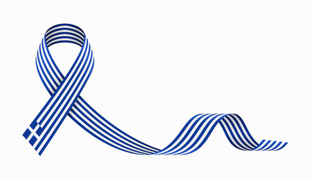 Greek flag stripe ribbon wavy background layout. Vector illustration.のイラスト素材