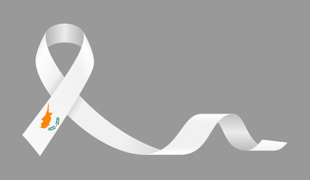 Cypriot flag stripe ribbon wavy background layout. Vector illustration.のイラスト素材