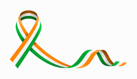 Ivorian flag stripe ribbon wavy background layout. Vector illustration.のイラスト素材