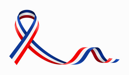 French flag stripe ribbon wavy background layout. Vector illustration.のイラスト素材