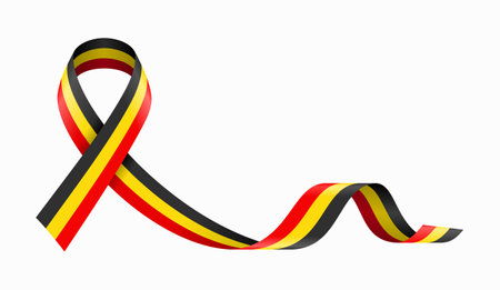 Belgian flag stripe ribbon wavy background layout. Vector illustration.のイラスト素材