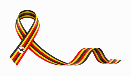 Ugandan flag stripe ribbon wavy background layout. Vector illustration.のイラスト素材