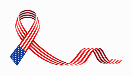 American flag stripe ribbon wavy background layout. Vector illustration.のイラスト素材
