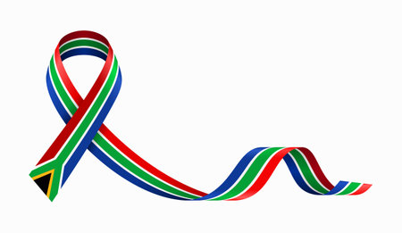 South African flag stripe ribbon wavy background layout. Vector illustration.のイラスト素材