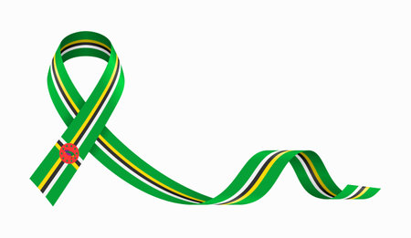 Dominican flag stripe ribbon wavy background layout. Vector illustration.のイラスト素材