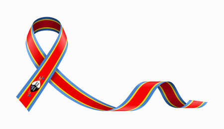 Swaziland flag stripe ribbon wavy background layout. Vector illustration.のイラスト素材