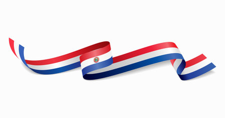 Paraguayan flag wavy abstract background. Vector illustration.のイラスト素材