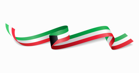 Kuwaiti flag wavy abstract background. Vector illustration.のイラスト素材