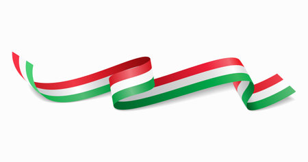 Hungarian flag wavy abstract background. Vector illustration.のイラスト素材